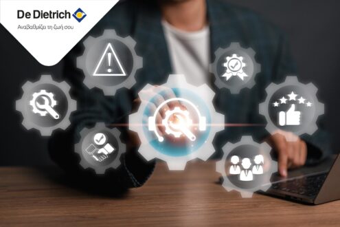 Visual representation of after-sale service with digital icons, highlighting customer support and satisfaction.