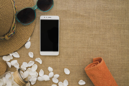 temu haul summer-composition-with-mobile-phone